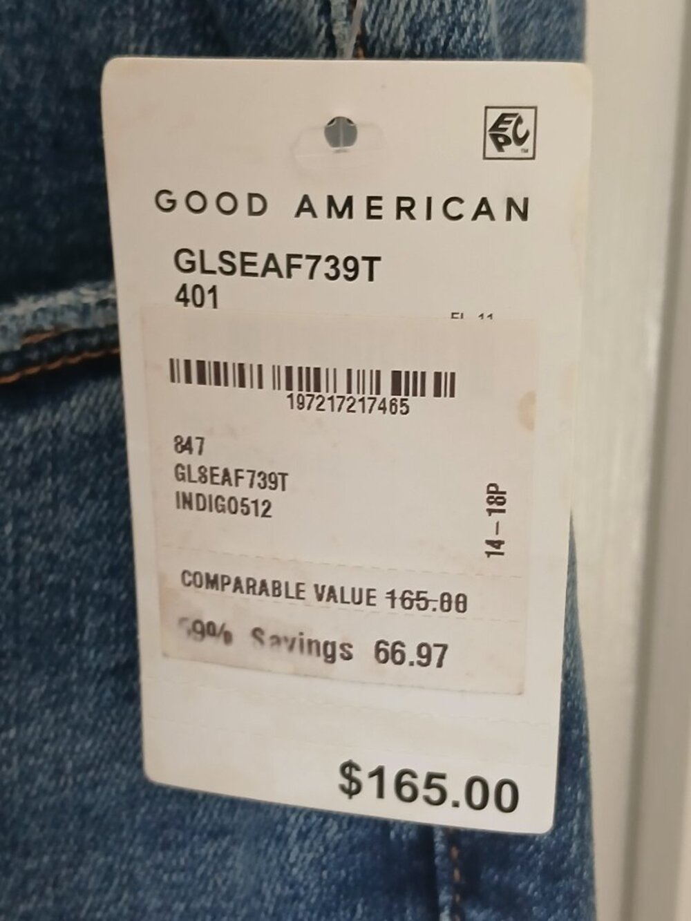 Good American Good Legs Straight Jeans Always Fits NWT size 14-18 button fly - Picture 9 of 9